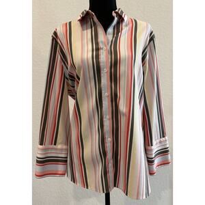 Chico’s No-Stretch Chic Stretch Striped Button Up Size 3 (XL)